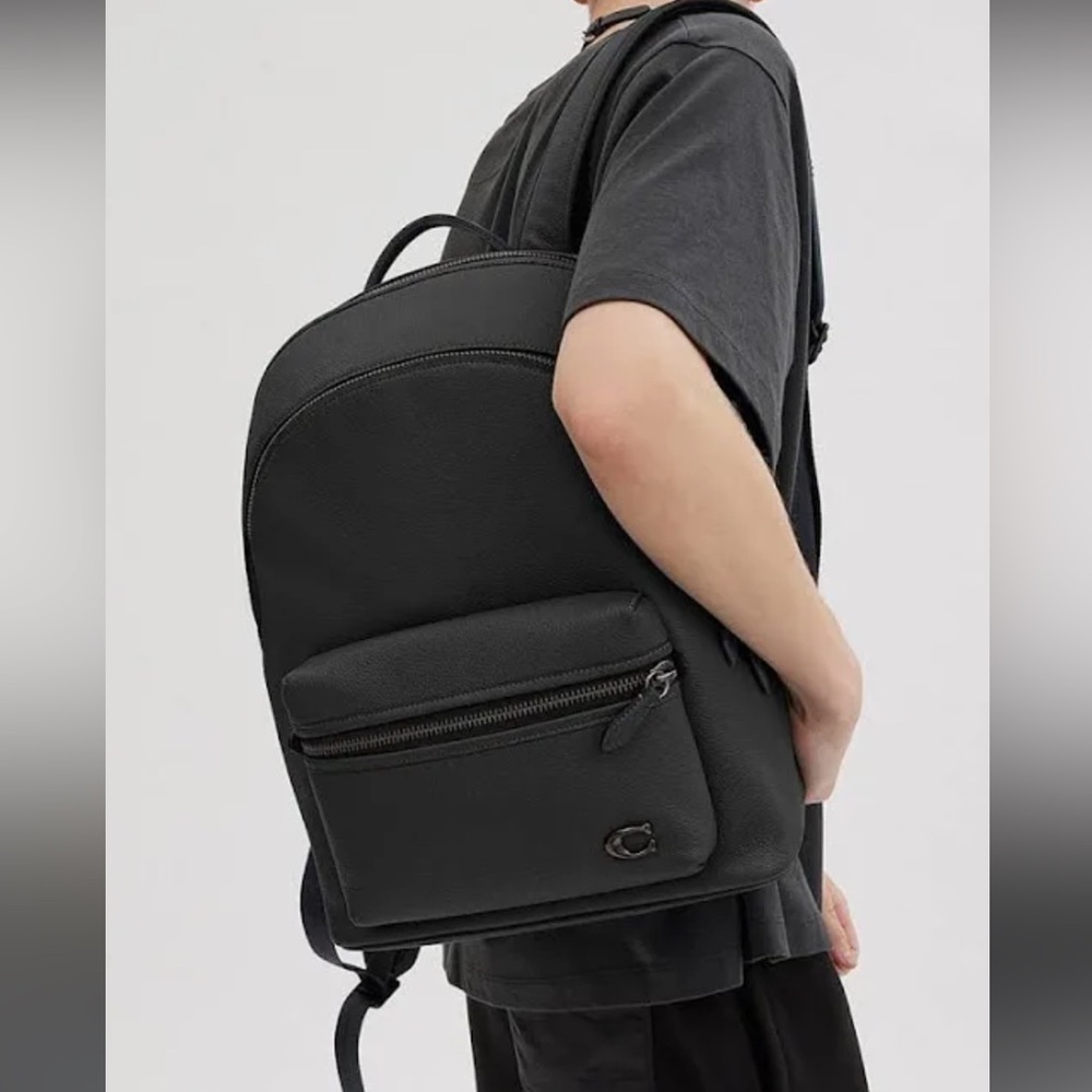 Coach Black Leather Charter Backpack !